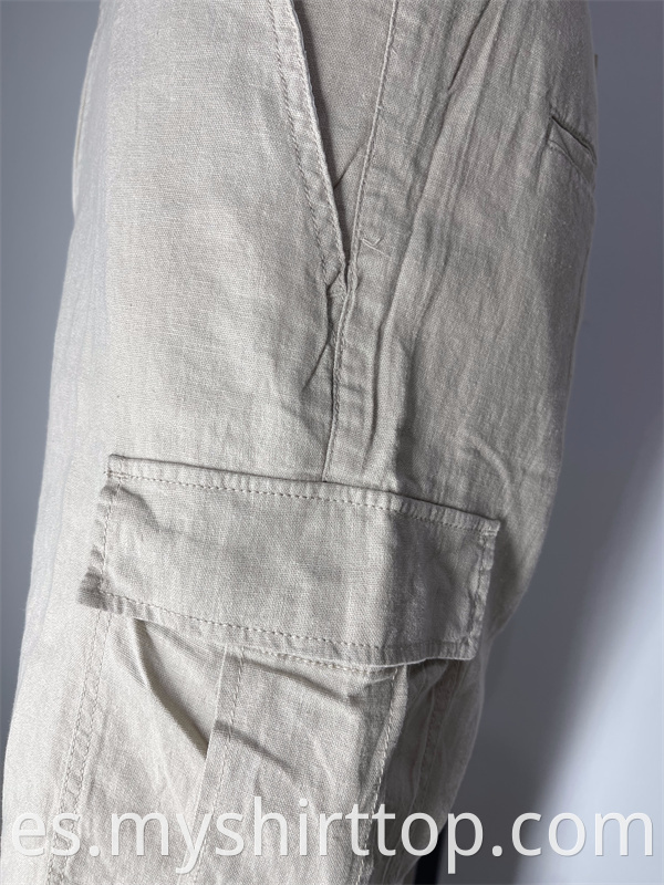Multi Pocket Linen Five Division Pants